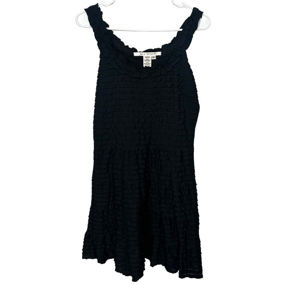 Max Studio Black Ruffled Tank Dress